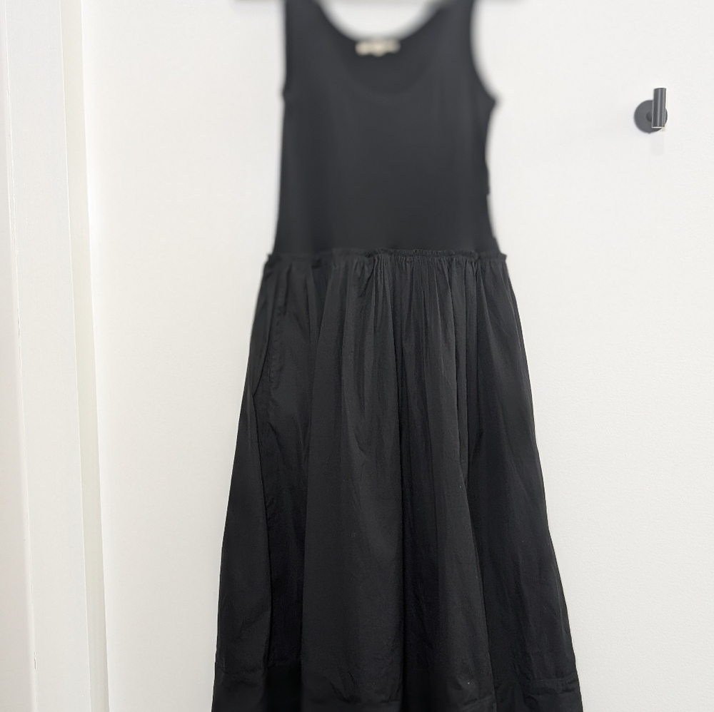 Madewell Black Mixed Poplin Scoopneck Maxi Dress S NWT Minimalist Quiet Luxury - Picture 8 of 10